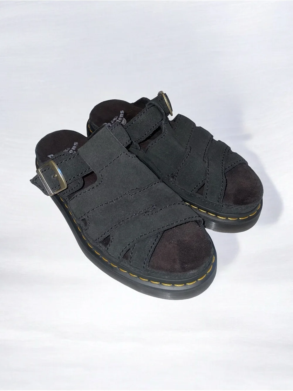 Brand New Dr Martens Maxxy Slide sandals in black suede US M 8 US L 9
